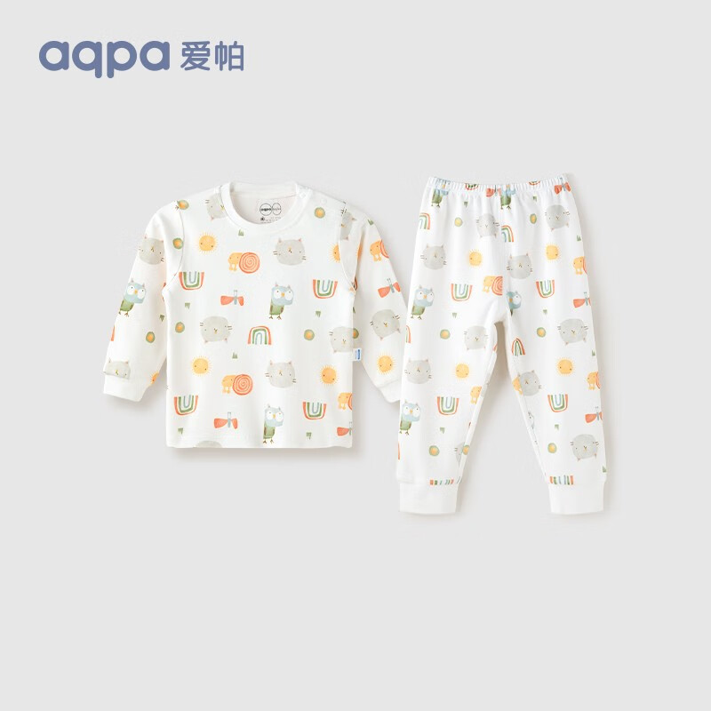 aqpa 婴儿内衣套装纯棉衣服秋冬男女宝宝儿童秋衣秋裤（适合20℃左右） 彩