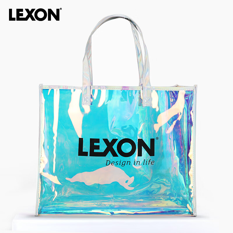 LEXON 乐上 镭射手提包大容量镭射袋便携出行收纳包包透明熟料袋 28.45元