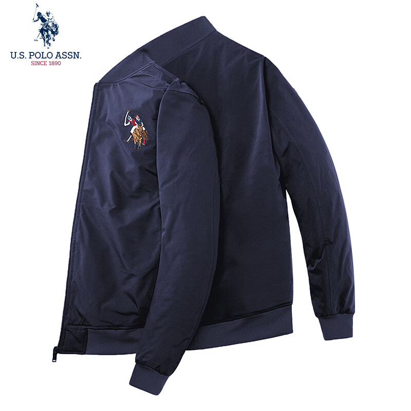 U.S. POLO ASSN. 夹克外套男秋季男士休闲立领飞行茄克保罗宽松上衣深蓝XL XL/180