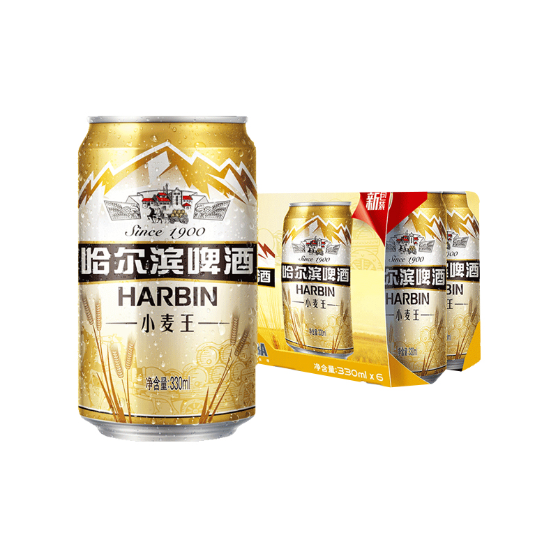 88VIP：哈尔滨啤酒 哈尔滨小麦王啤酒330ml*6听拉罐组装实惠装 17.01元