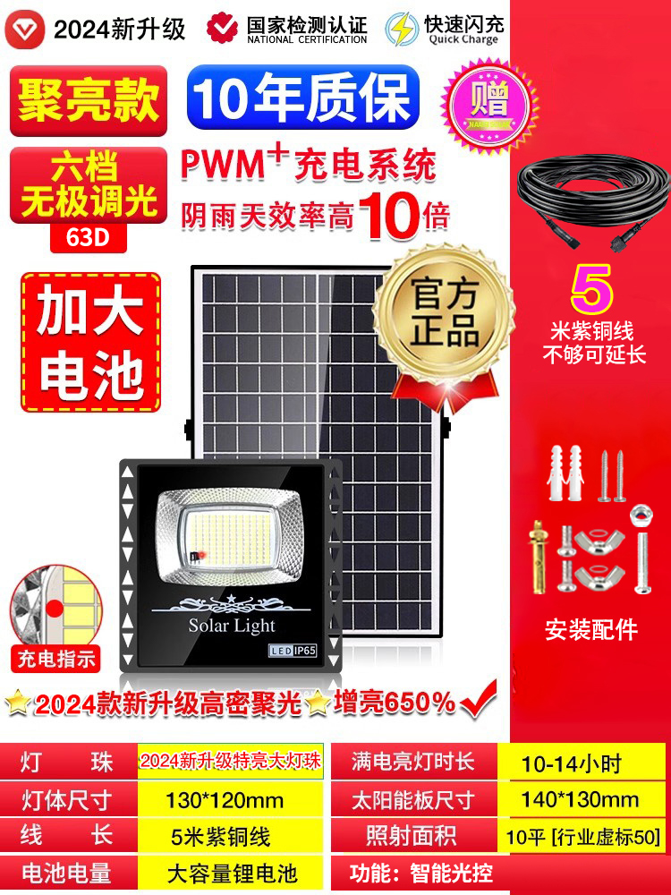 迈盟 户外太阳能庭院灯 300w 10.45元（需用券）