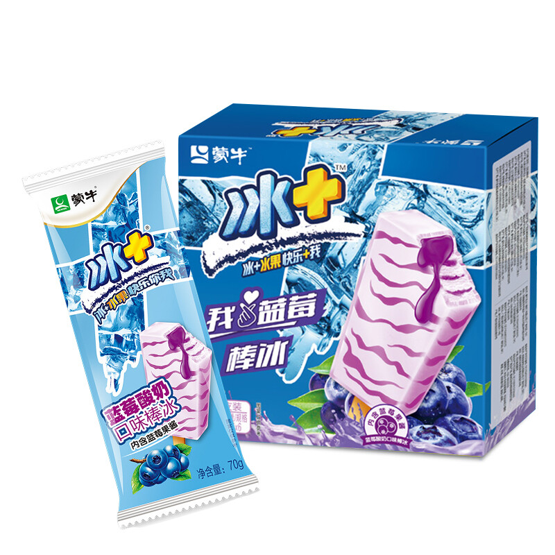 蒙牛 蓝莓酸奶口味棒冰 70g*6支 6.39元