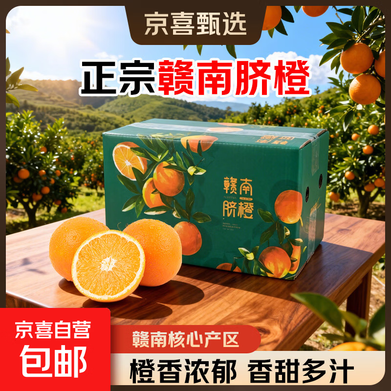 正宗赣南脐橙 新鲜现摘 当季水果 10斤装 60-70mm果 净重9斤 15.9元