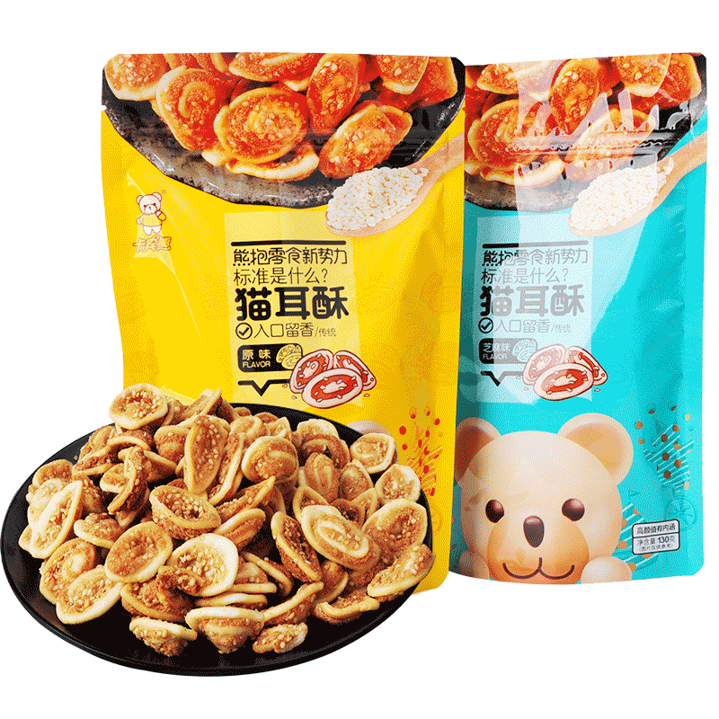 卡宾熊130g猫耳朵好吃零食小包装 券后19.9元