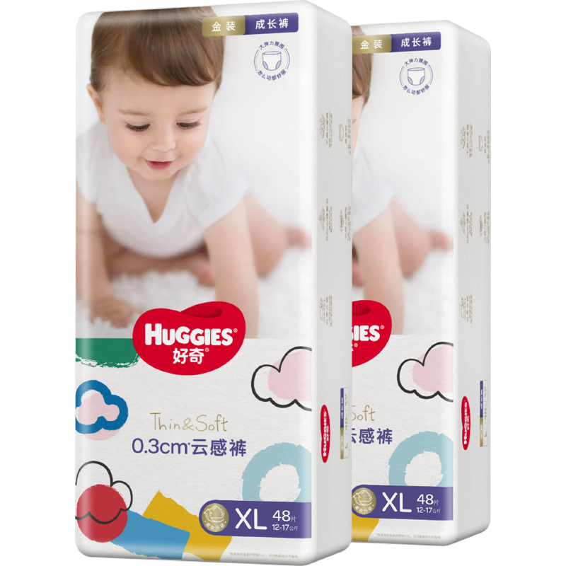 移动端、京东百亿补贴：HUGGIES 好奇 金装 成长裤 XL96 102.96元