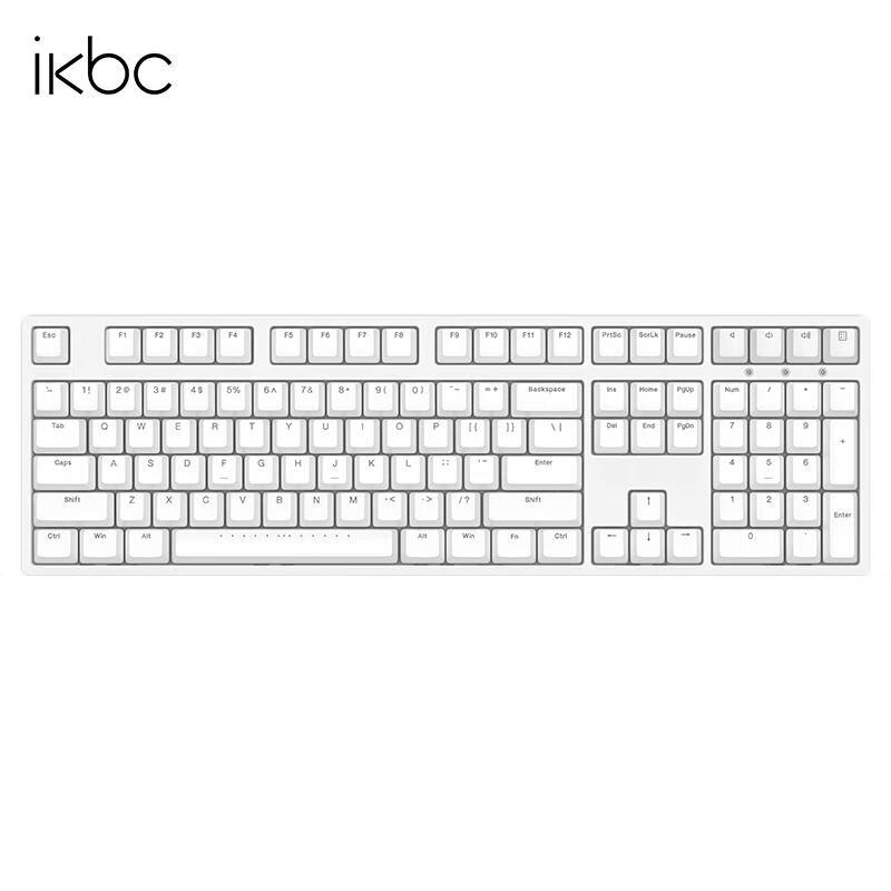 PLUS会员：ikbc C108白色 108键 有线机械键盘 cherry 红轴 163.01元（双重优惠，需
