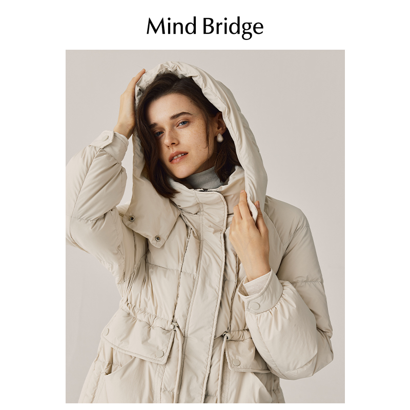 Mind Bridge MB MindBridge百家好冬季女士中长款拼色羽绒服2023韩版外套 569.2元（需用券）