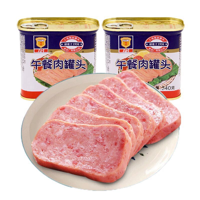 MALING 梅林B2 上海梅林 经典午餐肉罐头 340g*2 （不含鸡肉） 方便面火锅搭档 2