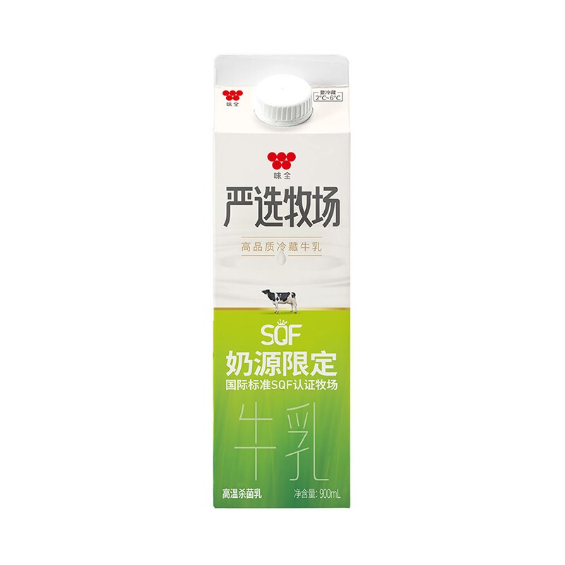 WEICHUAN 味全 严选牧场 高品质牛乳 900ml 18.32元