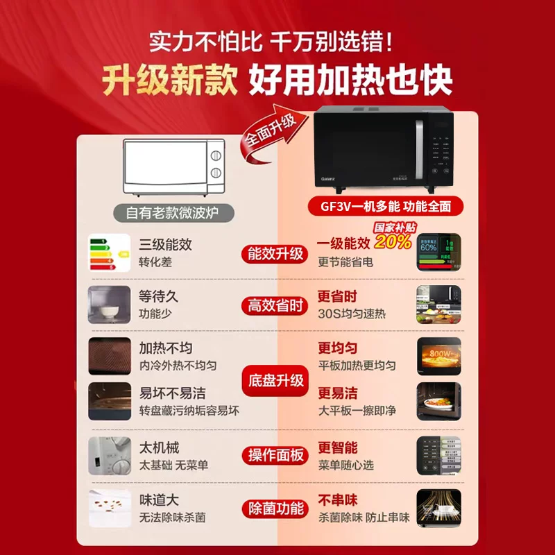 格兰仕 微波炉新款家用800w变频微烤一体平板光波炉微波炉 399元 - 86线报