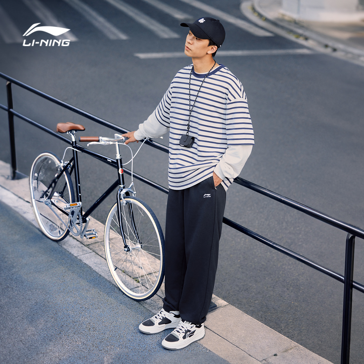 李宁 卫裤男士加绒运动时尚系列长裤男装宽松秋季束脚针织运动 129元