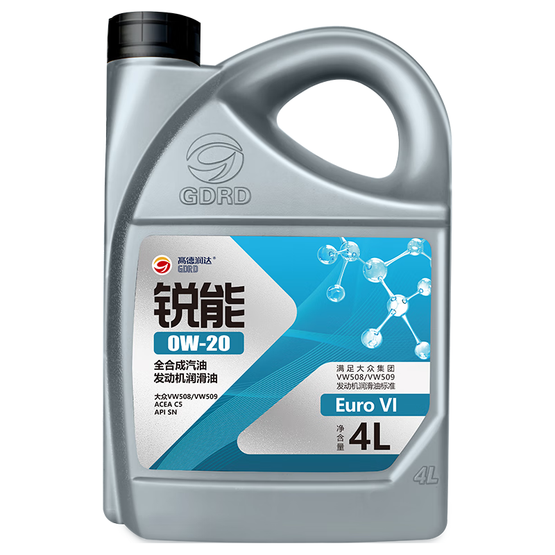 高德润达 锐能 0W-20 汽油机油 ACEA C5 VW508/VW509标准 大众蓝油 4L装 87.75元