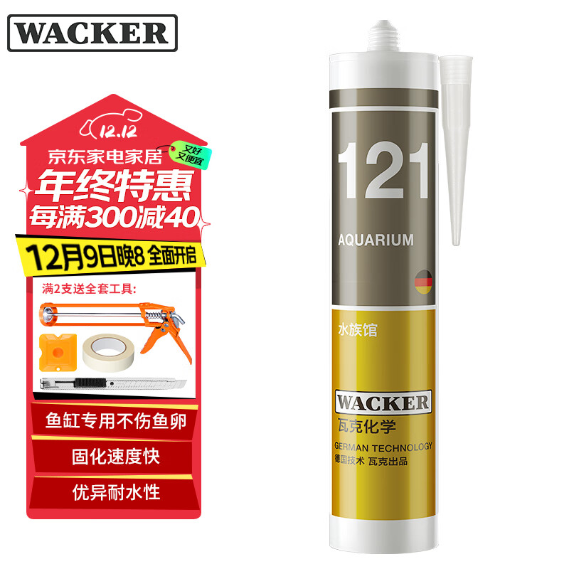 WACKER 瓦克 121大型鱼缸胶 透明色 300ML ￥53