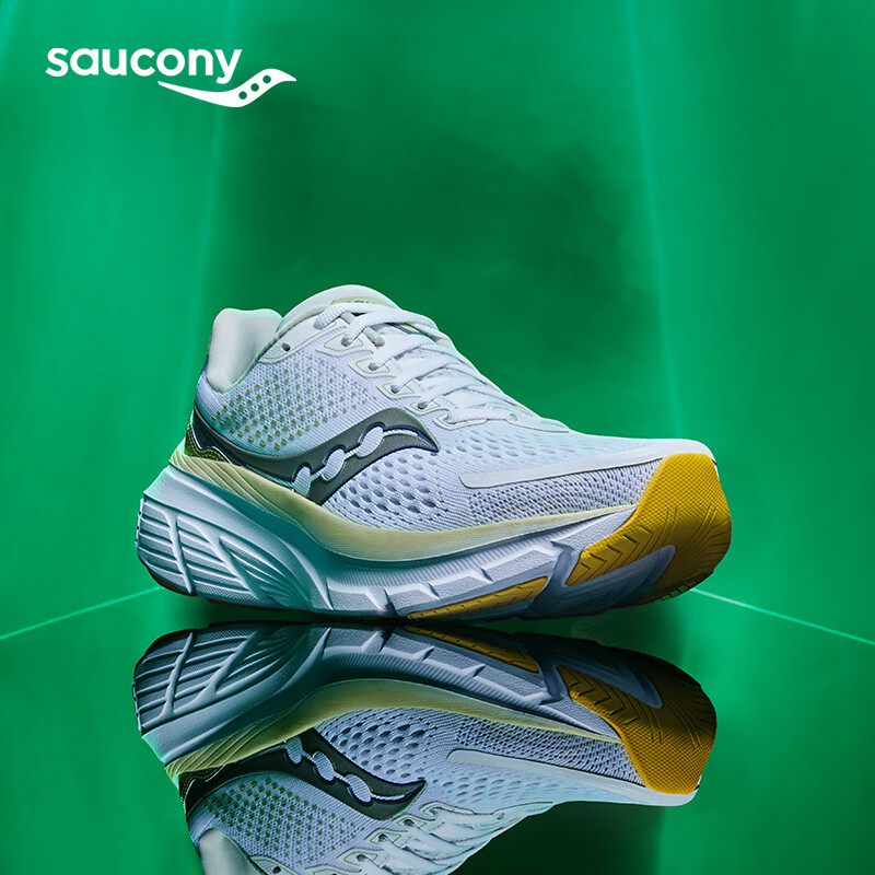 saucony 索康尼 GUIDE向导17减震软底支撑慢跑训练鞋24年轻便运动鞋女 白绿110 37