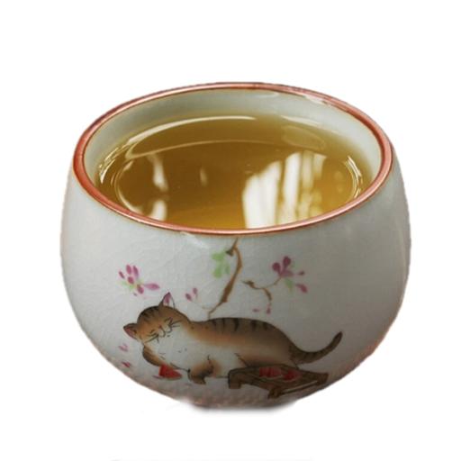 真迹 家用喝茶杯茶盏 懒猫主人杯 29元（需用券）