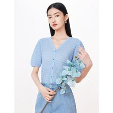 Juzui 玖姿 艺术肌理针织短袖女装夏季日常休闲设计感针织衫 351元