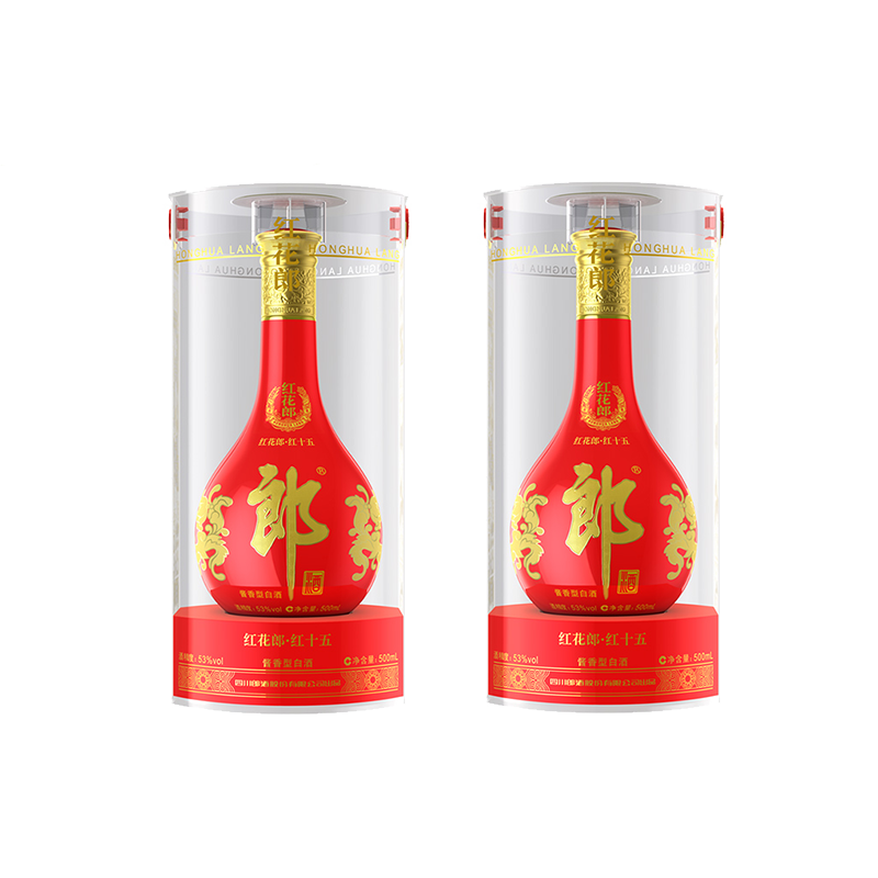 郎酒 红花郎 陈酿十五（15）酱香型白酒 53度 500mL 2瓶 （含礼品袋） 769元（