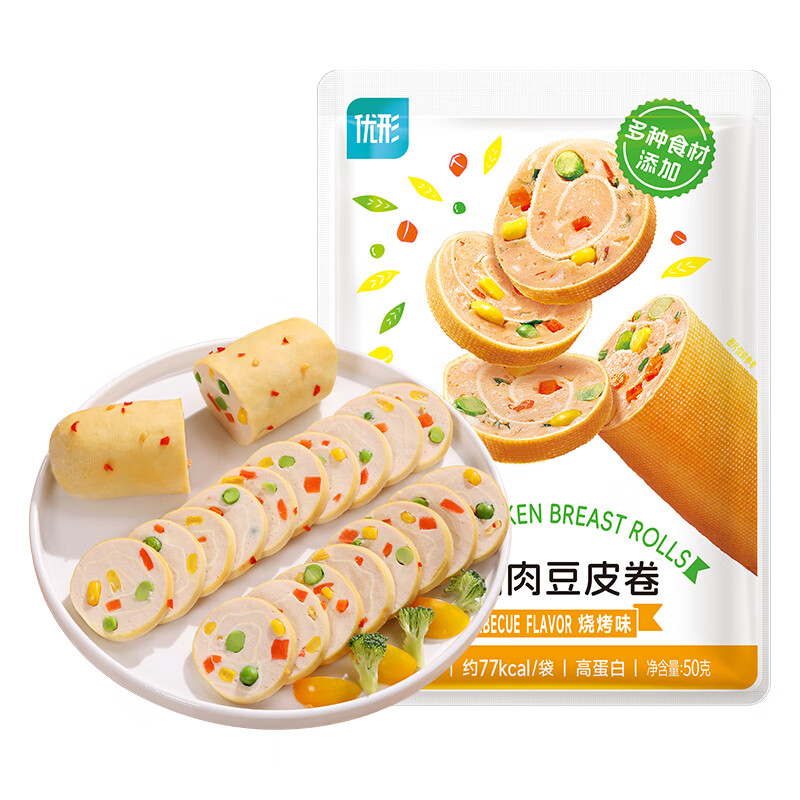 优形 常温低脂鸡胸肉 豆皮鸡肉卷烧烤味1袋 （任选10包） 2.79元