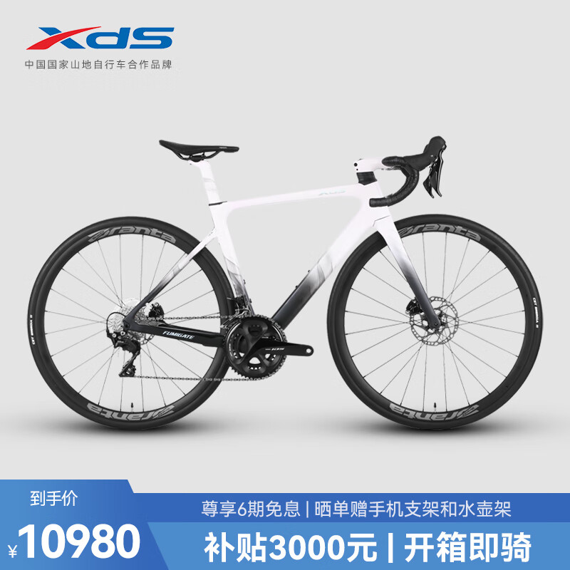 XDS 喜德盛 公路自行车RS7 禧玛诺105电子变速 成人运动健身车 月影白XL码 10840