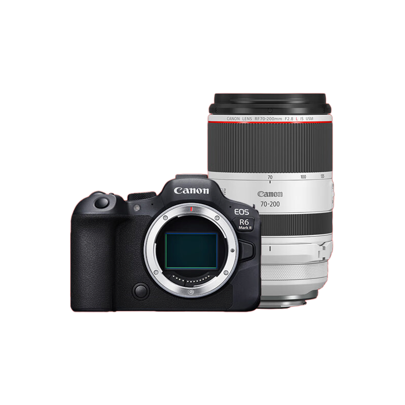 Canon 佳能 EOS R6 Mark II 全画幅 微单相机 黑色 RF70-200mm F2.8 IS 远射变焦镜头 单