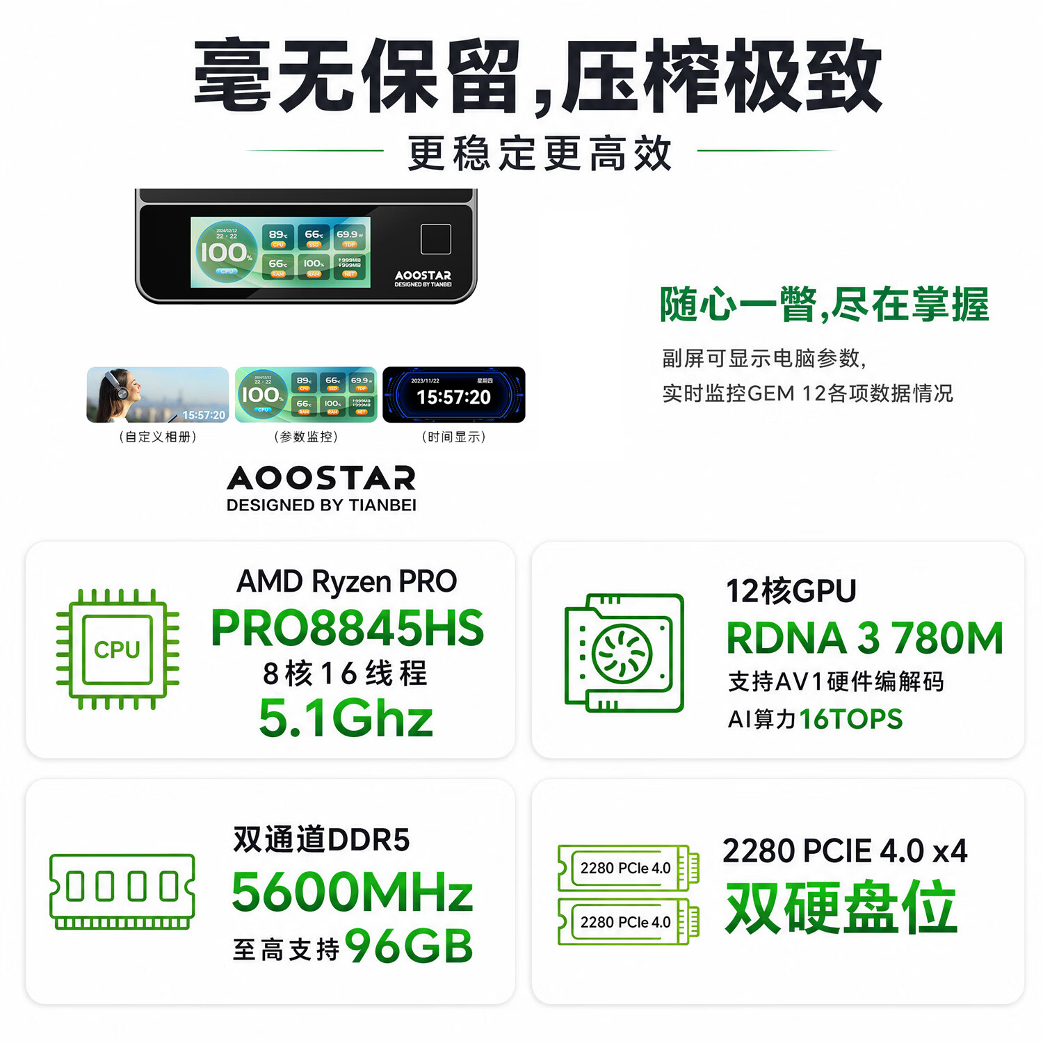 天钡 GEM12+迷你主机电脑 高性能锐龙R7企业级8845HS全新8745HS升级版 2299元 - 86线报