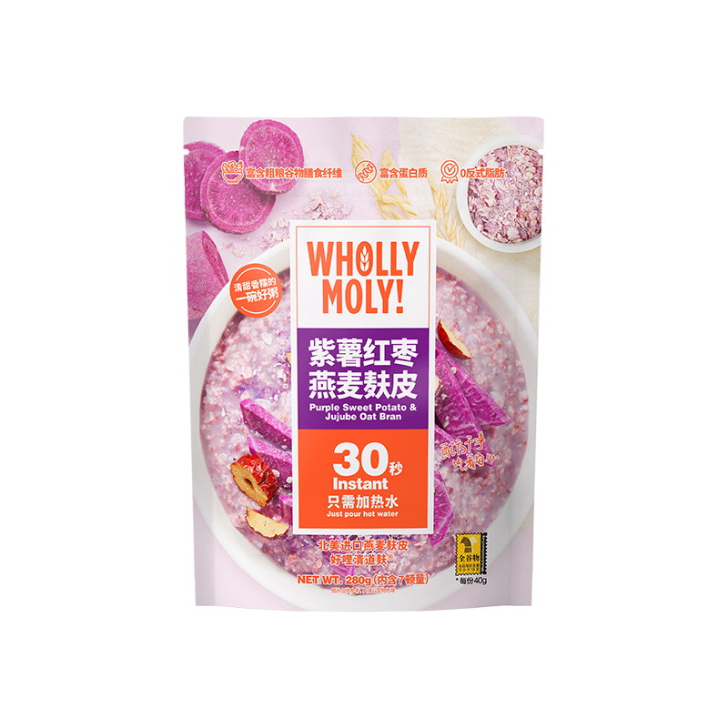 88VIP：WHOLLY MOLY! 好哩！ 好哩燕麦麸皮燕麦紫薯红枣40g 23.97元（需买3件，共71