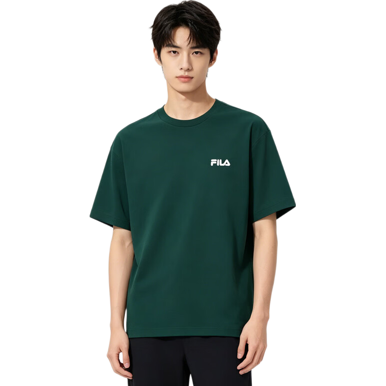 FILA 小标刺绣纯棉混纺 绿色 L 短袖T恤 157元
