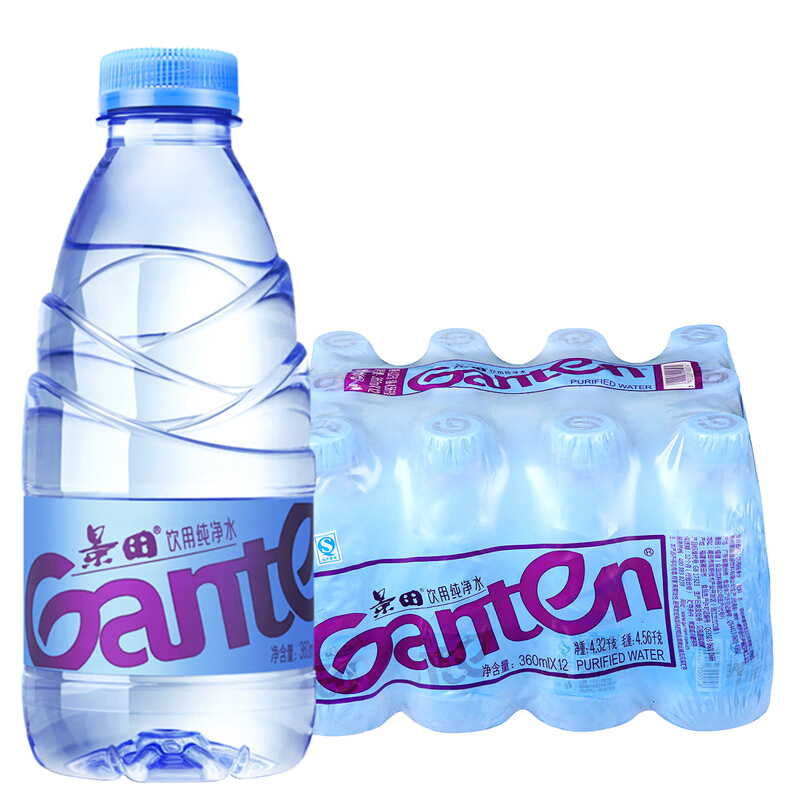Ganten 百岁山 饮用纯净水 360mL*12瓶/1箱 13.8元