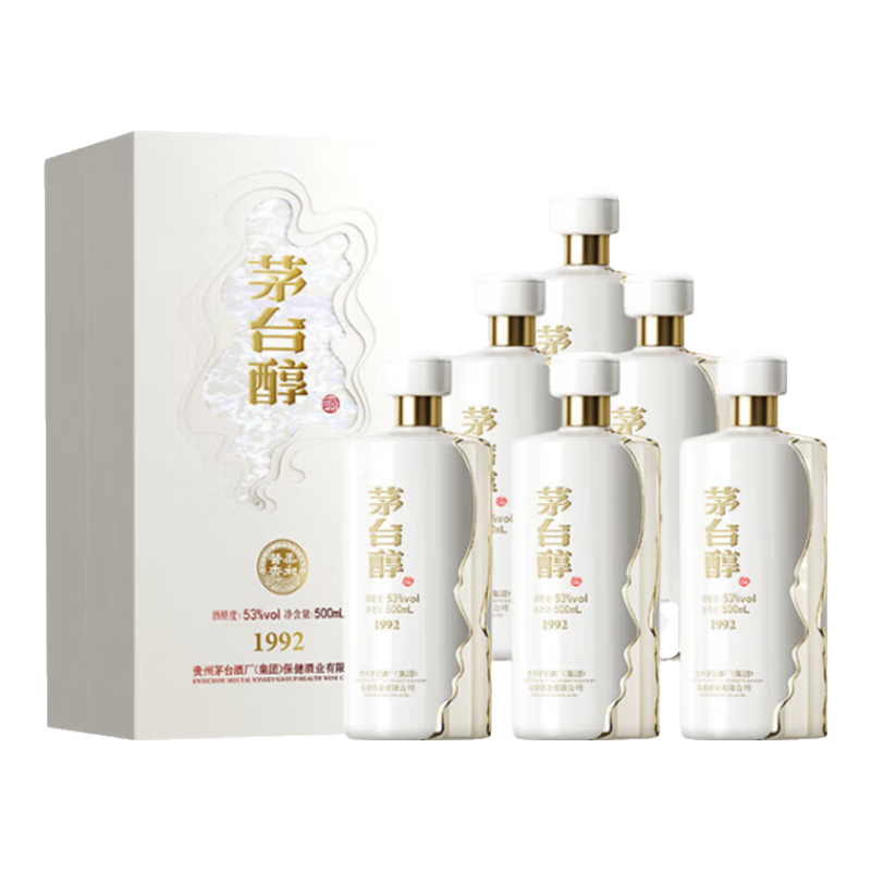 移动端、京东百亿补贴：茅台 醇1992 53%vol 酱香型白酒 500ml*6瓶 476元
