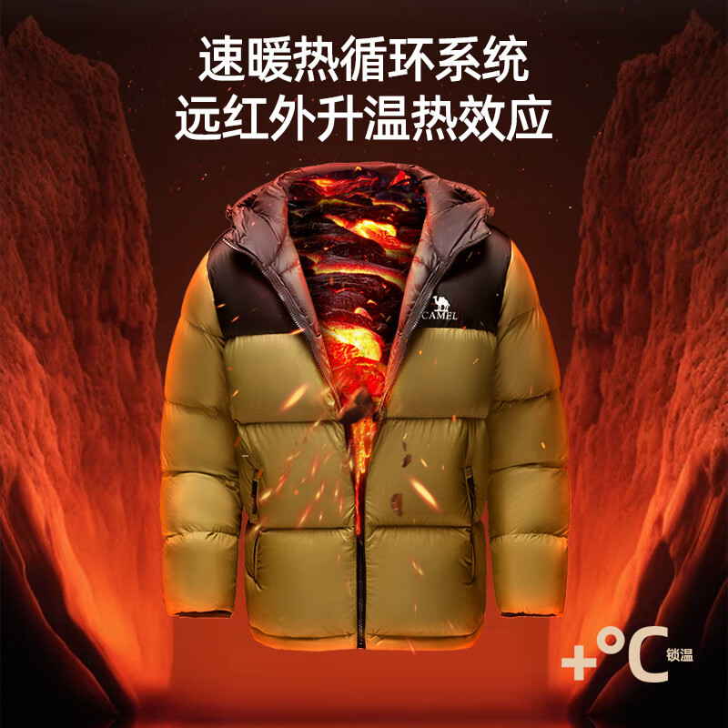 移动端、PLUS会员：CAMEL 骆驼 火山加厚羽绒服 M13CR07089F 325.21元包邮（需用券