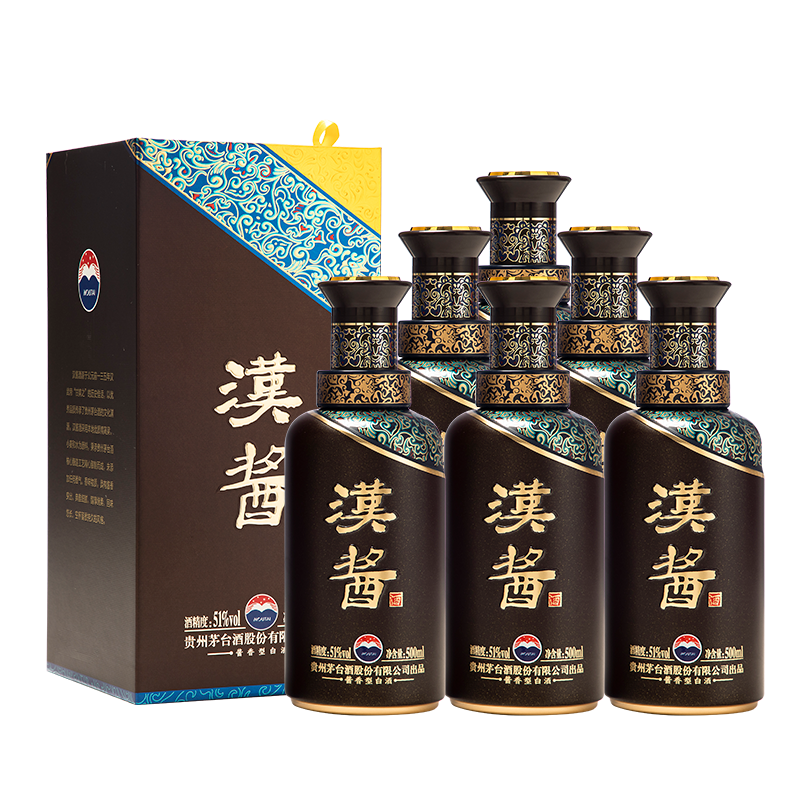 plus会员：茅台（MOUTAI） 汉酱酒 酱香型白酒 51度 500ml*6瓶 整箱装 1928元（成