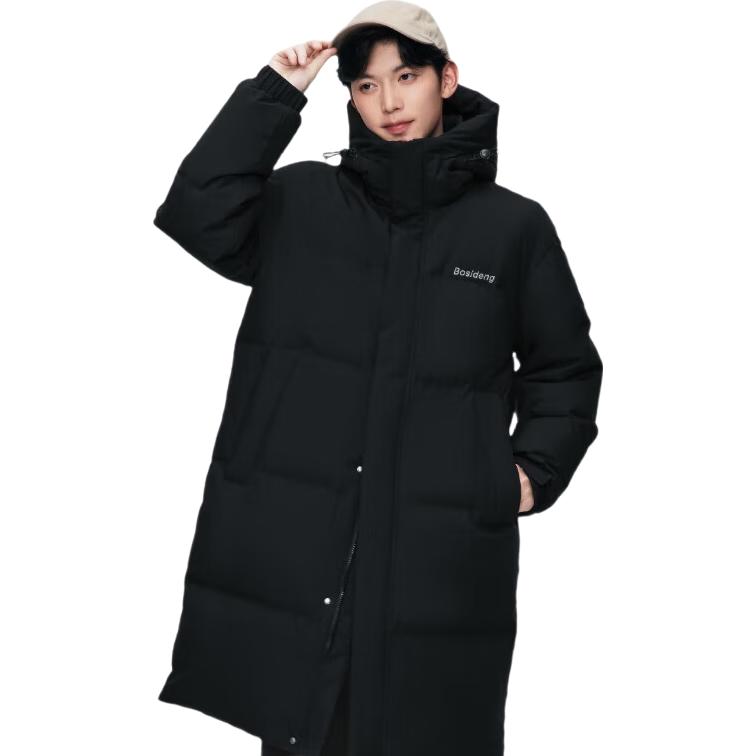 波司登 反季冬羽绒服男女同款中长款连帽新国标90绒父亲节外套 波普白|8C54 