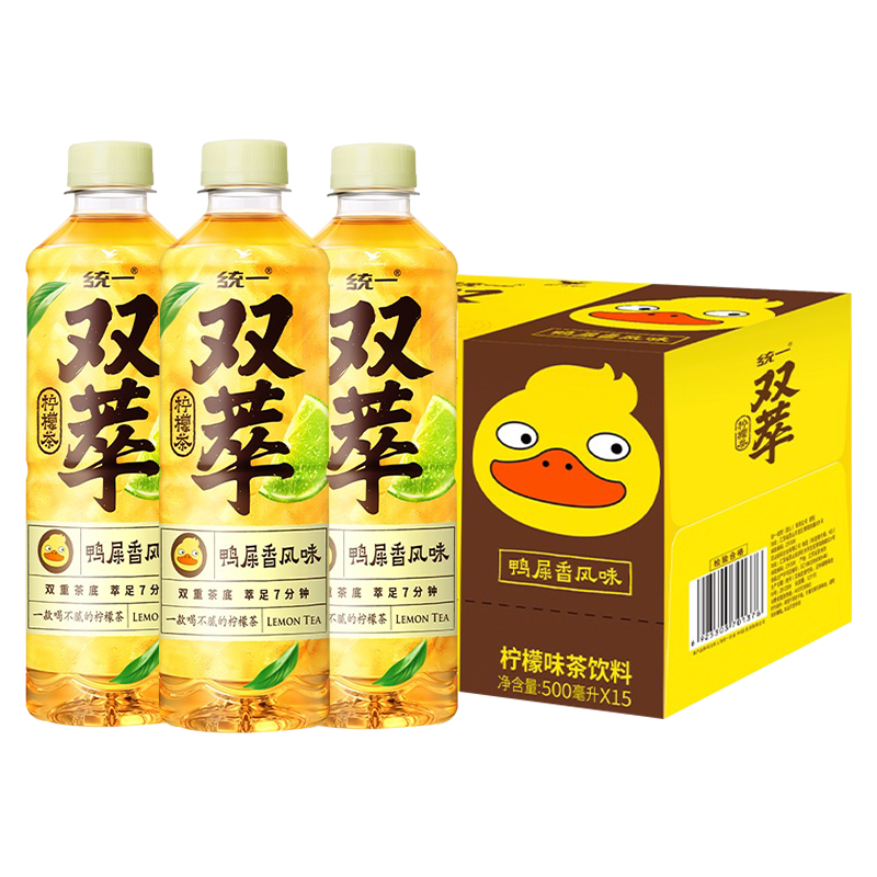 统一 双萃柠檬茶500ml*15瓶整箱低糖0脂清爽解腻 ￥27.9