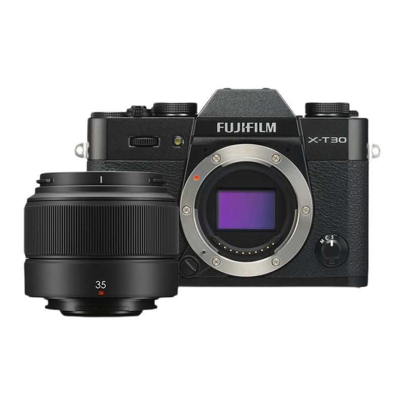 20点开始：FUJIFILM 富士 X-T30 II APS-C画幅 微单相机 黑色 XC 35mm F2.0 定焦镜头 单