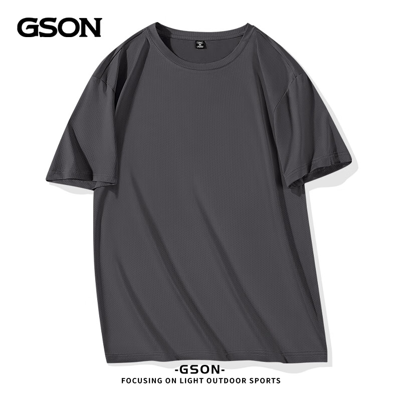 PLUS会员：GSON 夏季冰丝短袖t恤 男 纯色 *2件 29.83元包邮（需用卷，合14.91元/