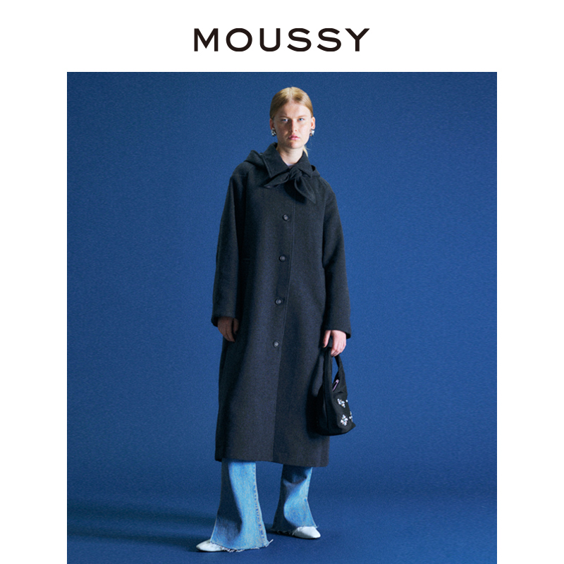 MOUSSY 摩西 2023冬季新品OVERSIZE帽子可拆卸毛呢大衣010FAH30-5600 525.48元