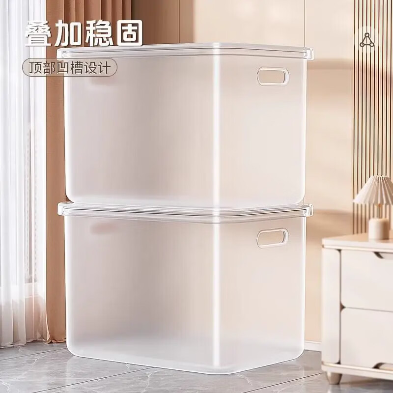 稻草熊 磨砂透白有盖款 高款特大号 2个装 收纳箱 19.7元 - 线报酷