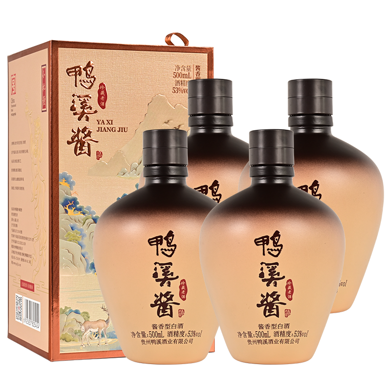 双11狂欢、需首购、PLUS会员：鸭溪酱 珍藏老酒 酱香型白酒 500ml*4坛 整箱装 6