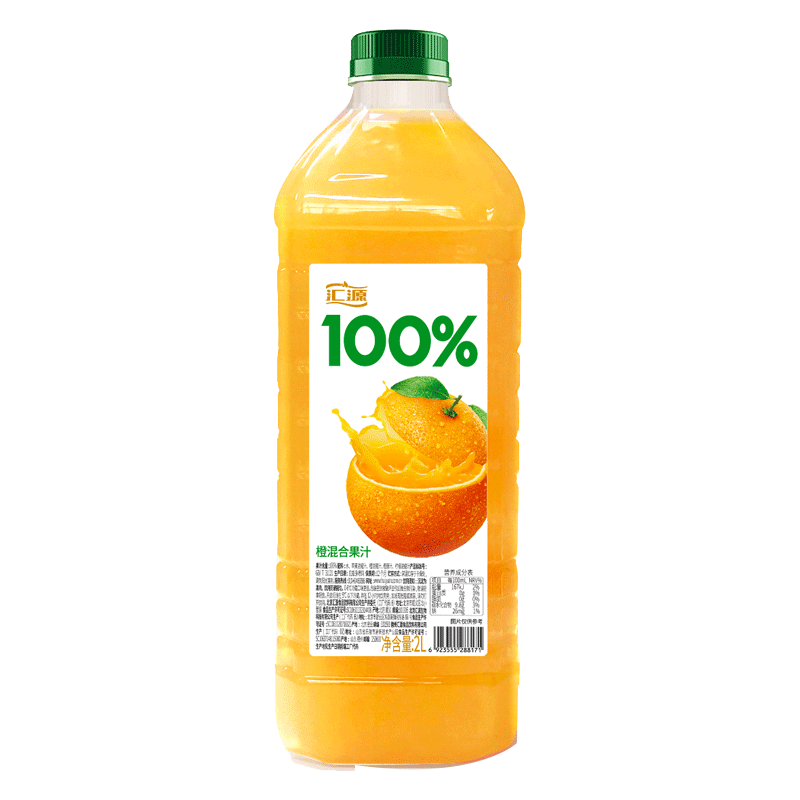 汇源 100%橙混合果汁2L大瓶装家庭聚餐尝鲜装果汁饮料 14.8元