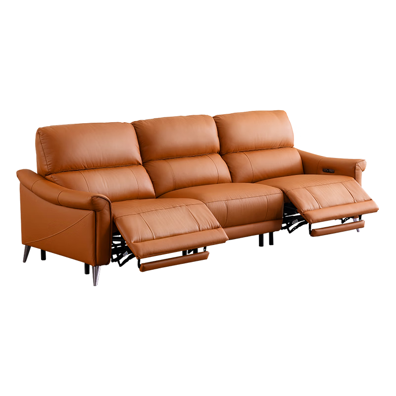 芝华仕 头等舱真皮电动沙发客厅现代简约50611B小橘沙发 2.43m橙色小三座双电