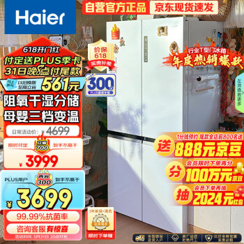 Haier 海尔 BCD-549WGHTD58WV 对开门冰箱 549升 ￥3642.2