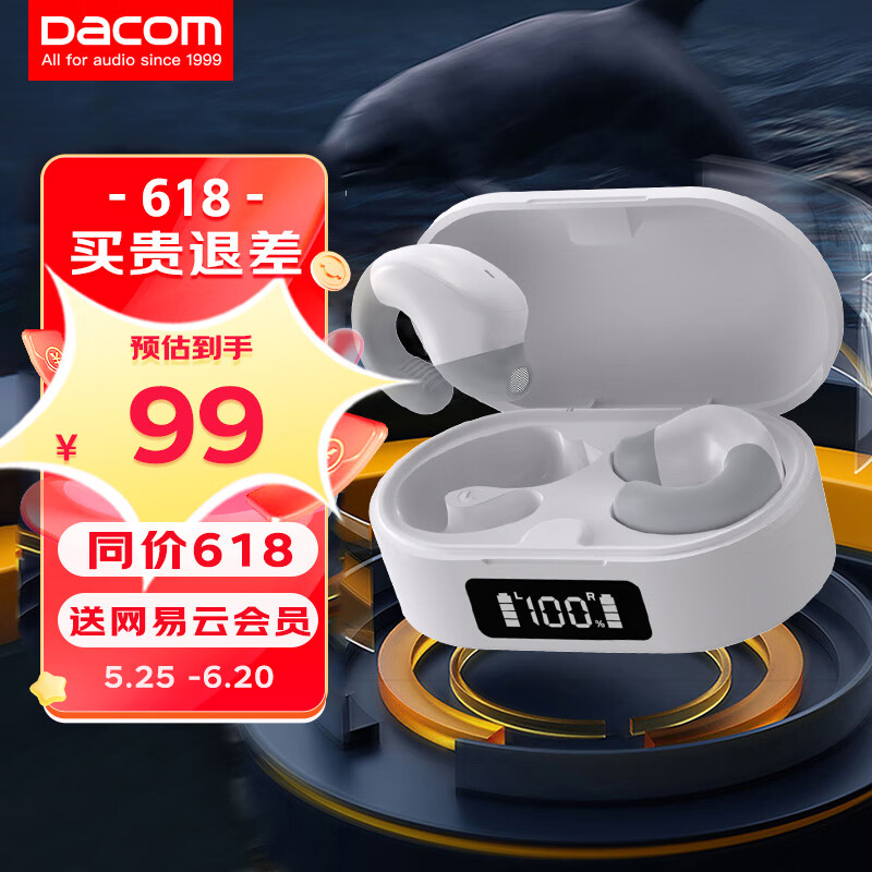 Dacom 大康 TW1无线蓝牙耳机骨传导概念不入耳运动跑步耳夹开放式 26.9元