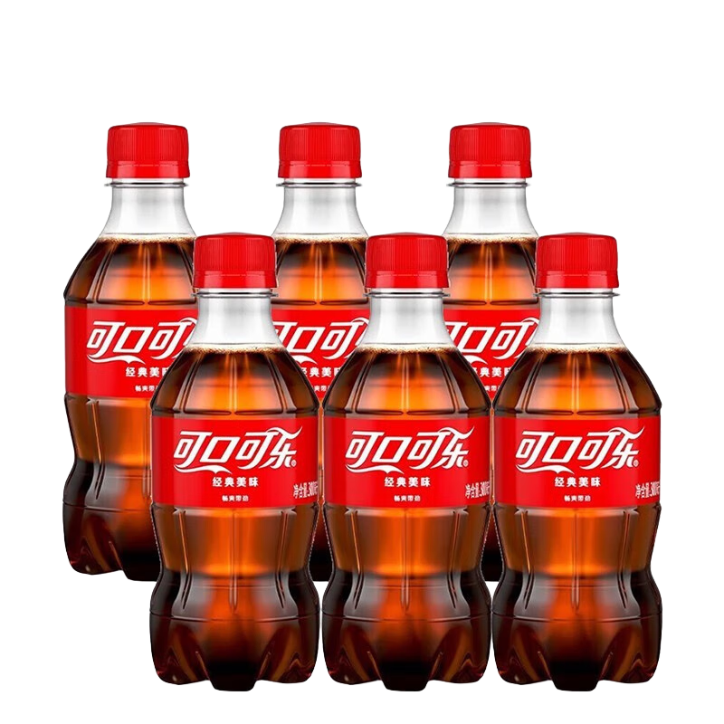 PLUS会员：可口可乐（Coca-Cola）汽水碳酸饮料 300ml*6瓶 6.8元