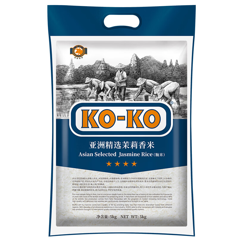 KO-KO亚洲精选茉莉香米 长粒大米 5kg 籼米口口牌 36.23元包邮