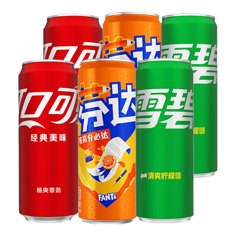 可口可乐 混合装可乐雪碧芬达碳酸饮料汽水330ml 新老包装随 混合装330ml*6罐