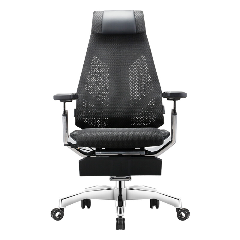 保友办公家具 基尼迪亚 人体工学电脑椅 5D悬浮扶手+真皮头枕+躺舒宝 黑色 5