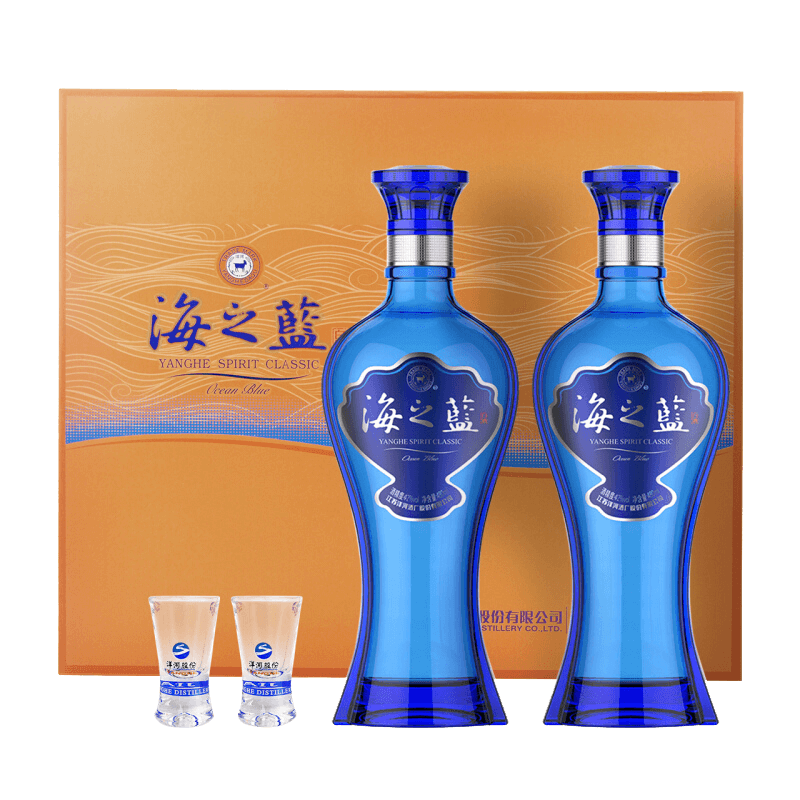 PLUS会员：YANGHE 洋河 海之蓝 浓香型白酒 42度 480mL*2瓶礼盒装 216.45元包邮(多