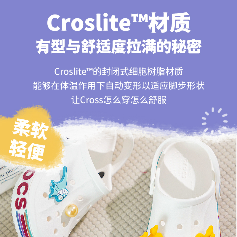 88VIP：crocs 卡骆驰 贝雅卡骆班闪耀小Clog K轻便运动沙滩鞋209730-100 151.05元