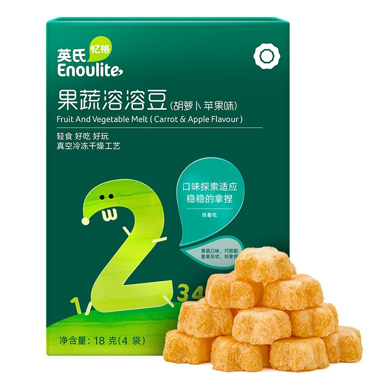 Enoulite 英氏 果蔬溶溶豆 2阶 胡萝卜苹果味 18g 23.96元