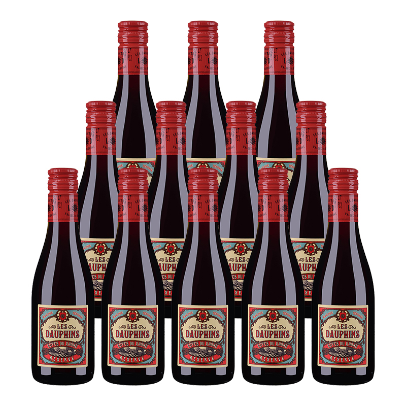 Les Dauphins 罗纳皇冠 小瓶红酒晚安葡萄酒法国原瓶进口罗纳河谷产珍藏干红18